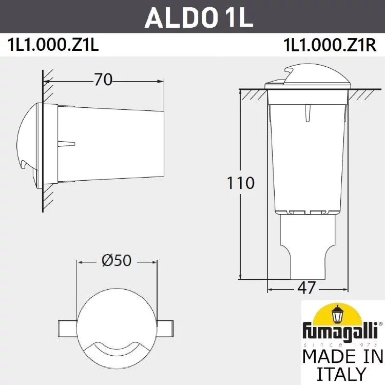 Грунтовый светильник светильник FUMAGALLI ALDO 1L 1L1.000.000.AXZ1L