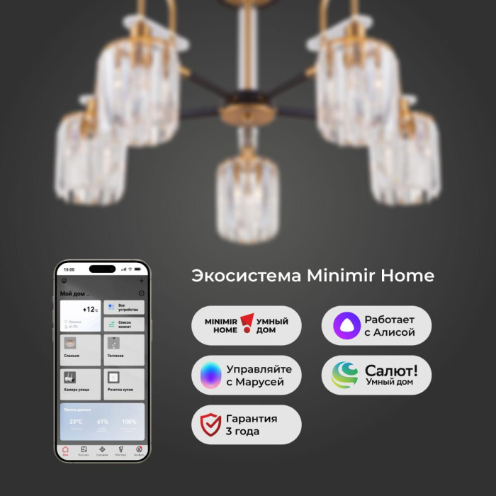 Люстра на штанге Eurosvet Tenia 70090/5 черный Smart