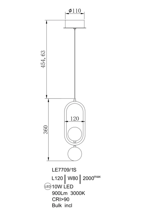 Подвесной светильник Leon Lilith LE7709/1S Black Chrome/Gold