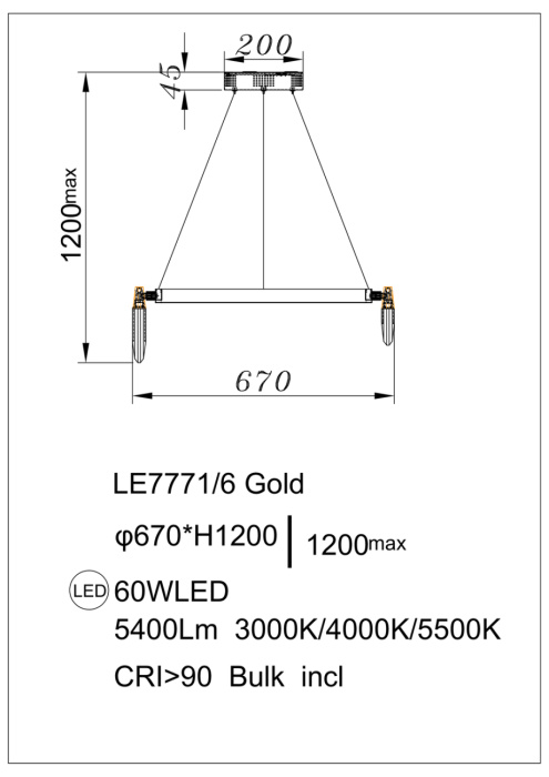 Подвесной светильник Leon Natali LE7771/6 Gold