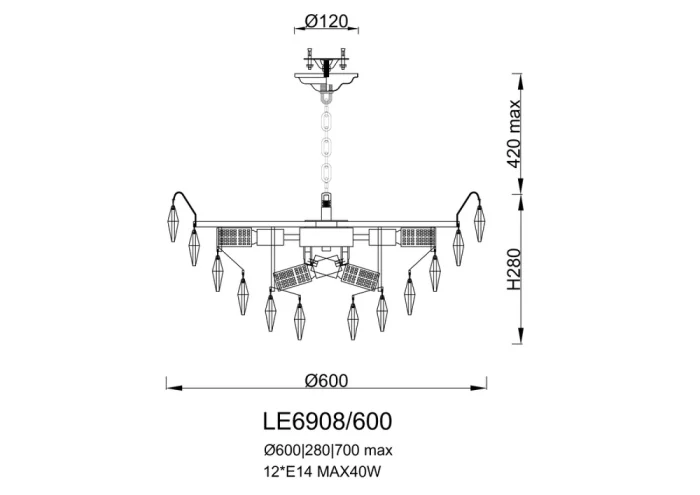 Подвесная люстра Leon Florence LE6908/600 CH