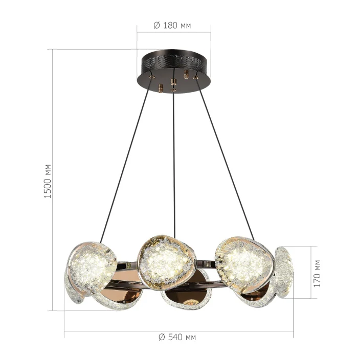 Светильник подвесной ST-Luce черный/ золотистый / прозрачный LED 1*64W 4000K SL6018.203.64