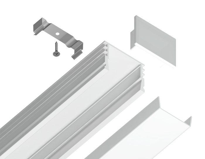 Алюминиевый профиль накладной 15.7*12 для светодиодной ленты до 12мм Ambrella light GP1750WH