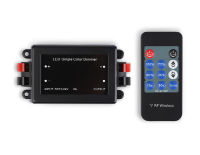 Контроллер диммер для одноцветных светодиодных лент с радио пультом 2.4G 8A 12V 96W/24V 192W GS11001 Ambrella light GS11001