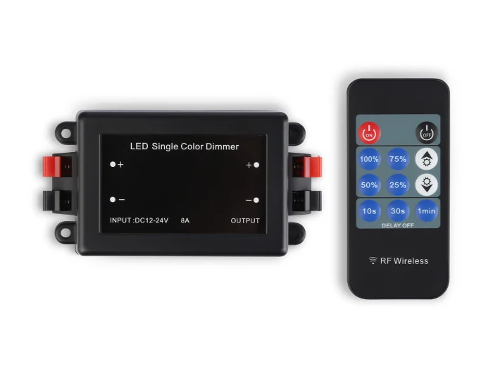 Контроллер диммер для одноцветных светодиодных лент с радио пультом 2.4G 8A 12V 96W/24V 192W GS11001 Ambrella light GS11001