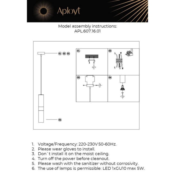 Светильник подвесной Aployt Mireil APL.607.16.01