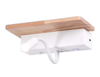 Настенный светодиодный светильник с выключателем, USB портом и полкой Ambrella light FW290