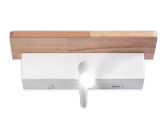 Настенный светодиодный светильник с выключателем, USB портом и полкой Ambrella light FW290