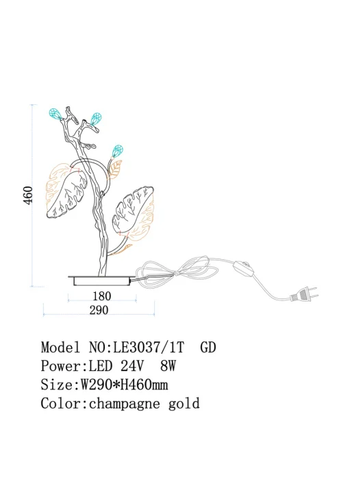 Настольная лампа Leon Olivia LE3037/1T GD