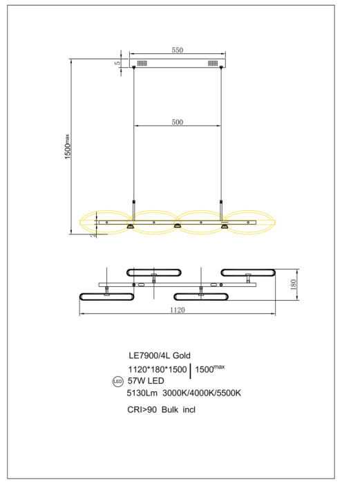 Подвесной светильник Leon Irene LE7900/4L Gold