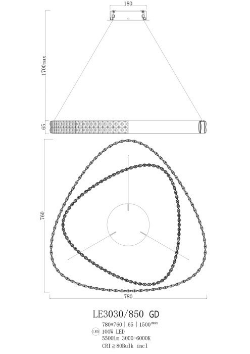 Подвесной светильник Leon Veronique LE3030/850 GD