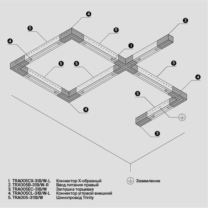 Коннектор Х-образный Trinity черный Maytoni TRA005CX-31B
