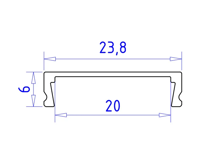Алюминиевый профиль накладной 23.8*6 для светодиодной ленты до 20мм Ambrella light GP1800AL