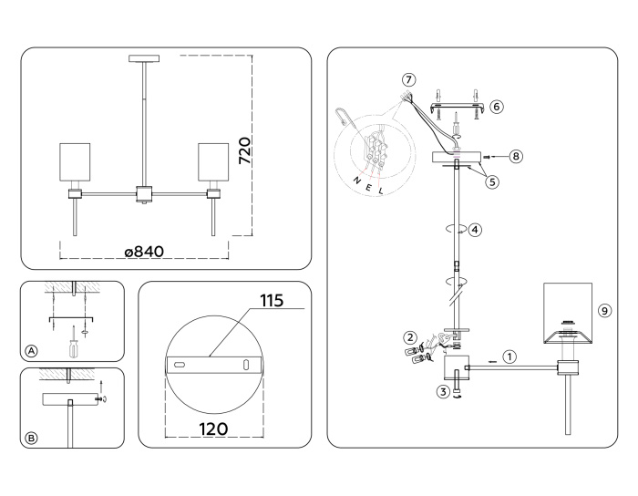 Люстра на штанге Ambrella Light High Light LH72373