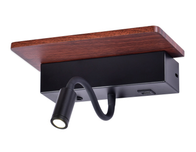 Настенный светодиодный светильник с выключателем, USB портом и полкой Ambrella light FW291