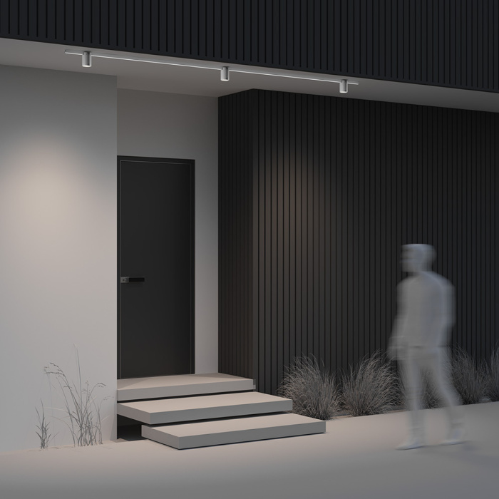 Трековый однофазный уличный светодиодный светильник Maytoni Elasity ip black O-TR01-2-S-16WW3K