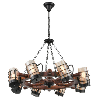 561-703-08 Светильник подвесной Дуб, Черный/Янтарный E27 8*40W