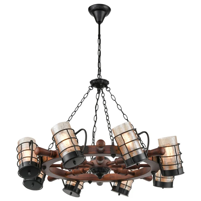 561-703-08 Светильник подвесной Дуб, Черный/Янтарный E27 8*40W