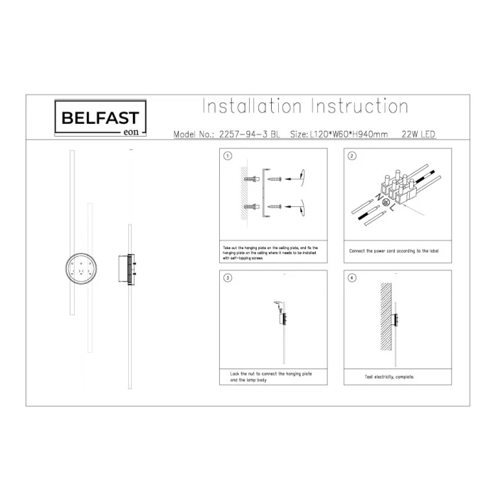 Светильник настенный Belfast Medway 2257-94-3 BL
