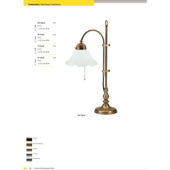 Настольная лампа Berliner Messinglampen B10-19opB