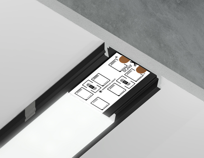 Алюминиевый профиль накладной 23.8*6 для светодиодной ленты до 20мм Ambrella light GP1800BK