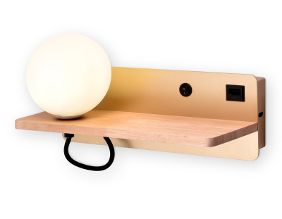 Настенный светильник с выключателем, USB портом и полкой Ambrella light FW520