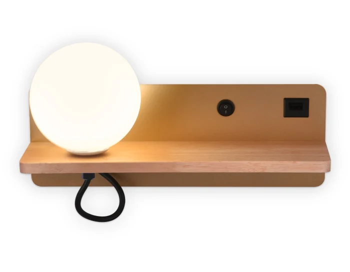 Настенный светильник с выключателем, USB портом и полкой Ambrella light FW520