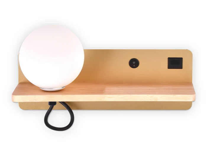 Настенный светильник с выключателем, USB портом и полкой Ambrella light FW520