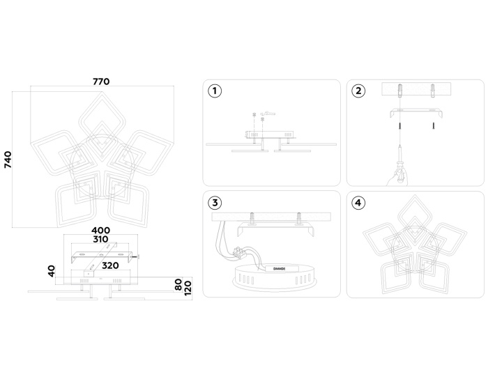 Потолочный светодиодный светильник с пультом Ambrella light FA8914