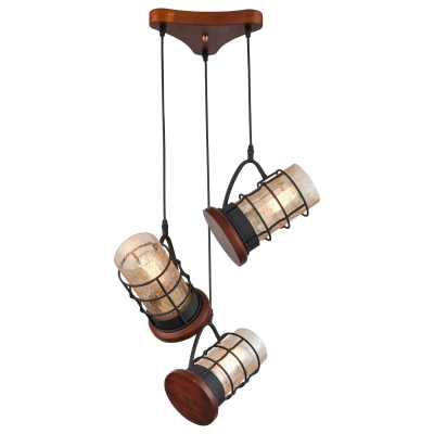 561-706-03 Светильник подвесной Дуб, Черный/Янтарный E27 3*40W