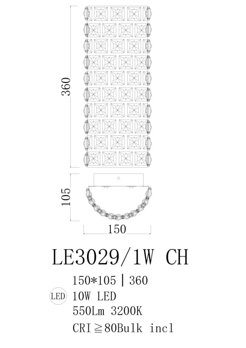 Настенный светильник Leon Amelie LE3029/1WS CH