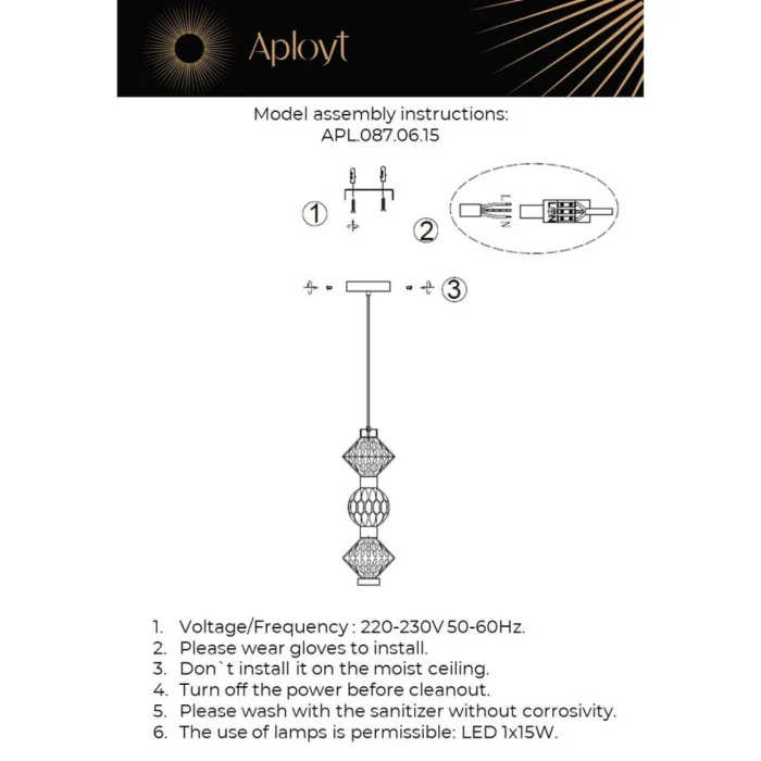 Светильник подвесной Aployt Otylia APL.087.06.15