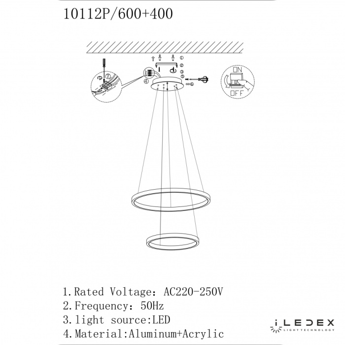 Подвесной светильник iLedex AXIS 10112P/2-39W-3000K