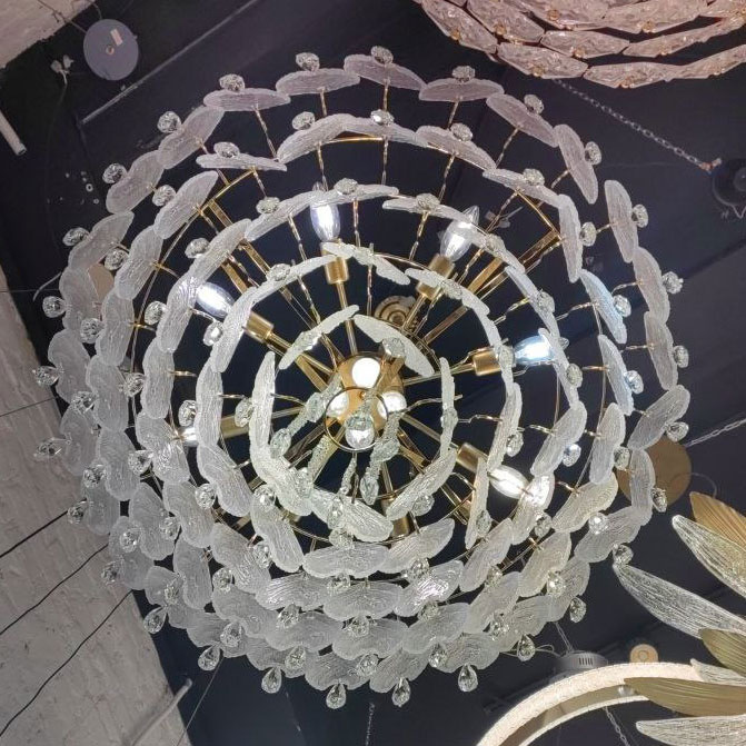 Подвесная люстра Delight Collection Crystal leaf 6489P/D800 gold/clear