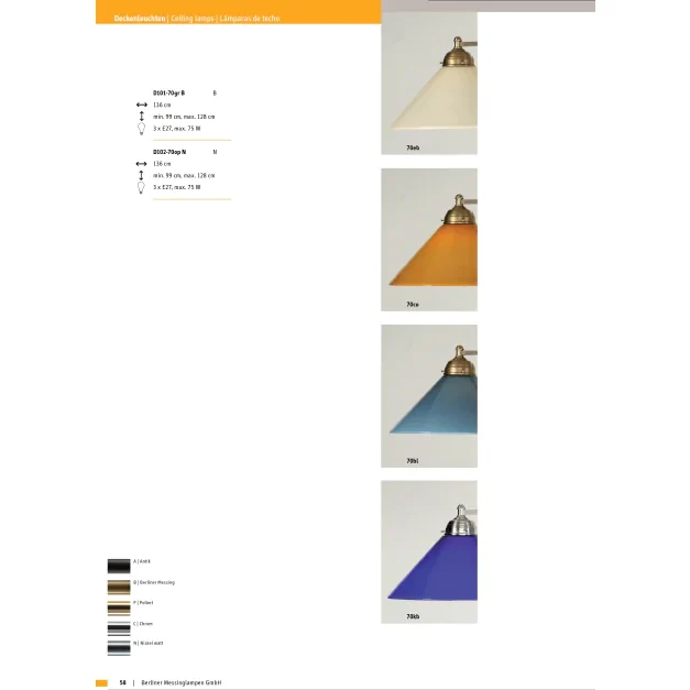 Подвесной светильник Berliner Messinglampen D101-70grB