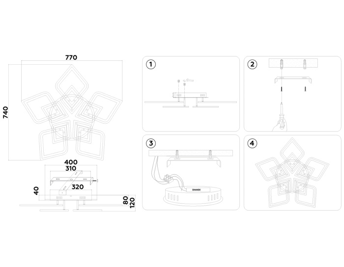 Потолочный светодиодный светильник с пультом Ambrella light FA8915
