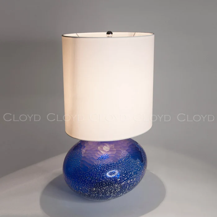 Настольная лампа Cloyd MIRIAM T1 / выс. 60 см - хром - синее стекло (арт.30124)