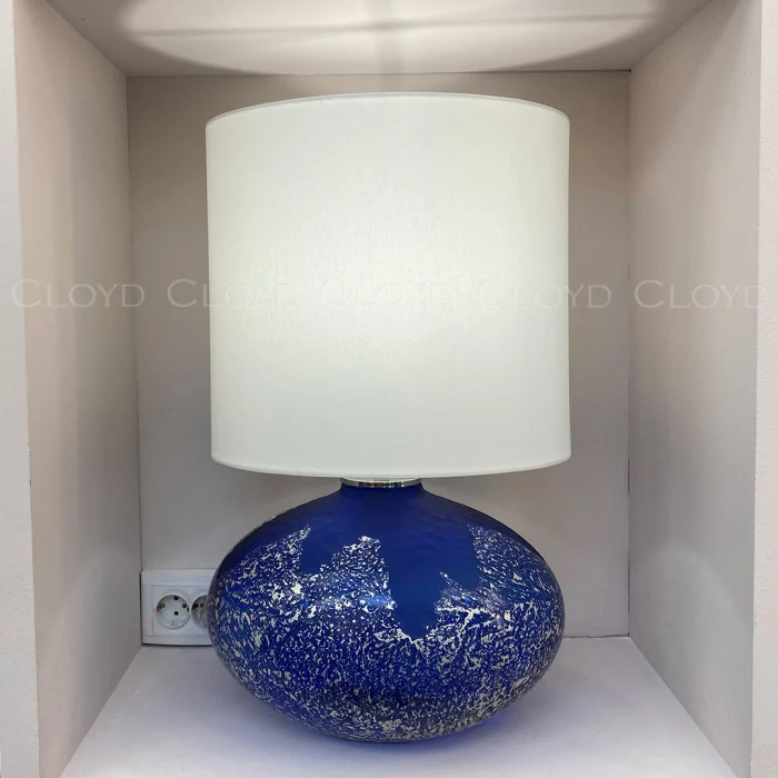 Настольная лампа Cloyd MIRIAM T1 / выс. 60 см - хром - синее стекло (арт.30124)