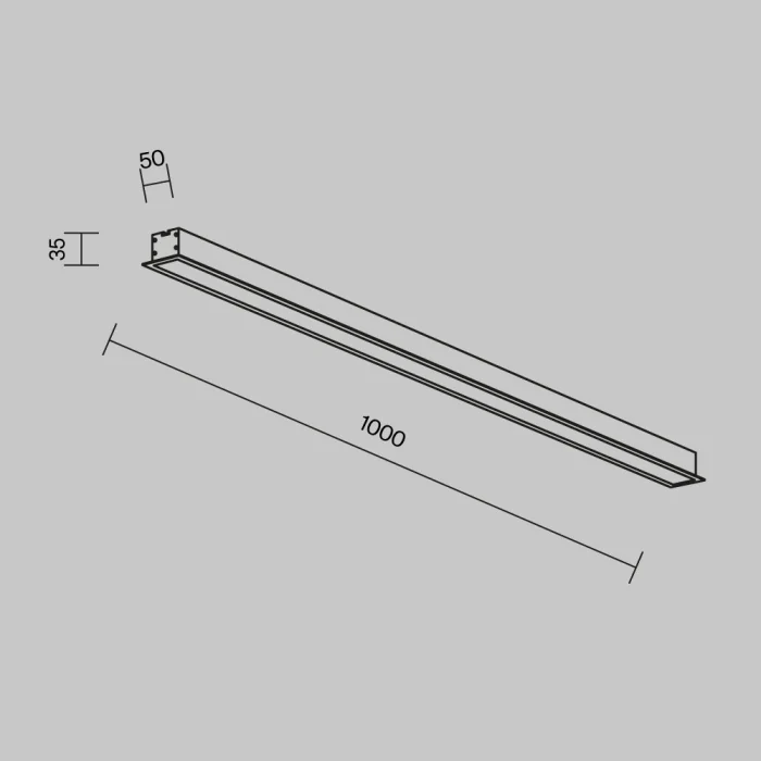 Линейный встраиваемый светильник Maytoni Technical 3000K 50x35 (Черный, 1 м) LL313011