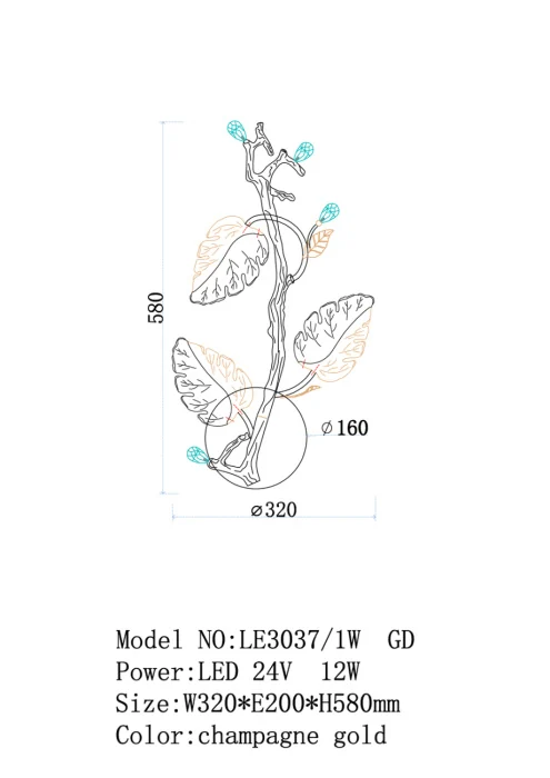 Настенный светильник Leon Olivia LE3037/1W GD