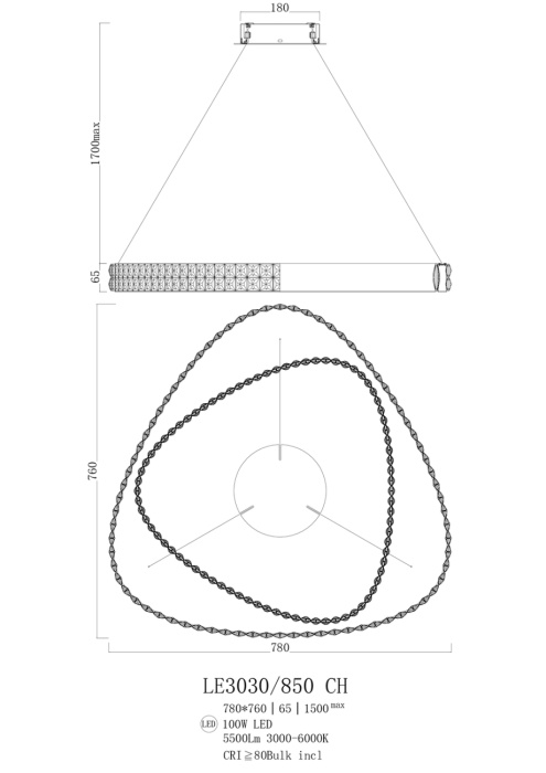 Подвесной светильник Leon Veronique LE3030/850 CH