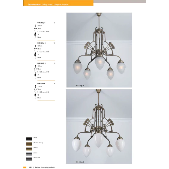 Люстра на штанге Berliner Messinglampen D88-123opB