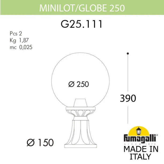 Садовый светильник Fumagalli G25.111.000.WZE27