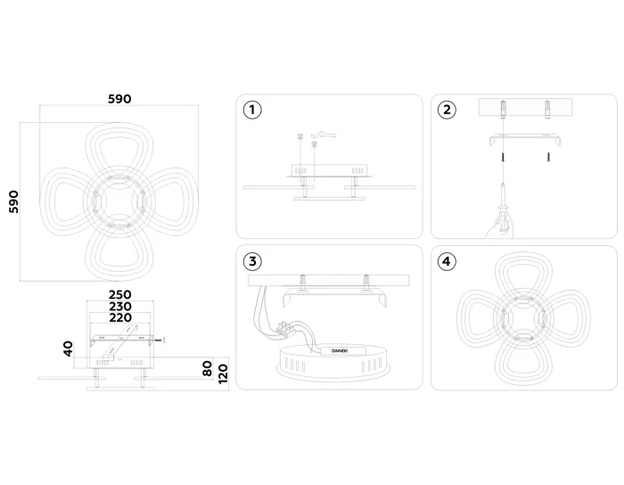 Потолочный светодиодный светильник с пультом Ambrella light FA8925