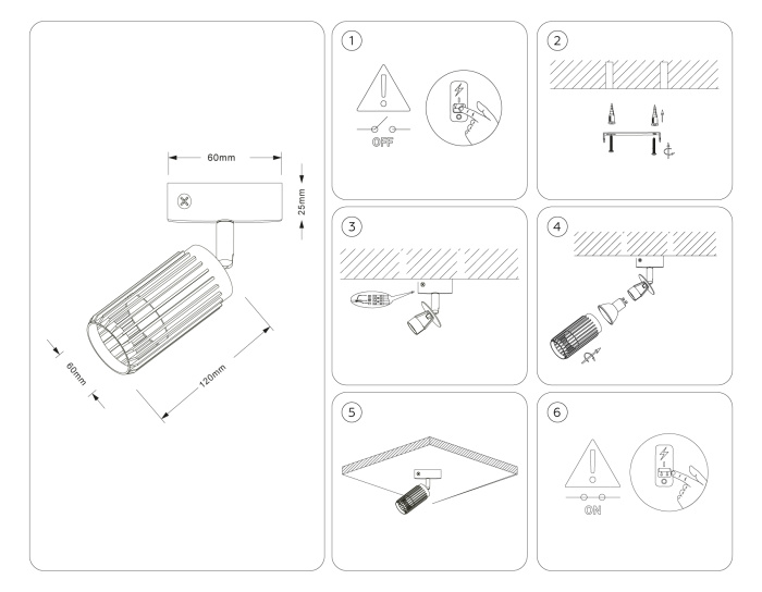 Накладной поворотный спот со сменной лампой GU10 Ambrella light TN51677