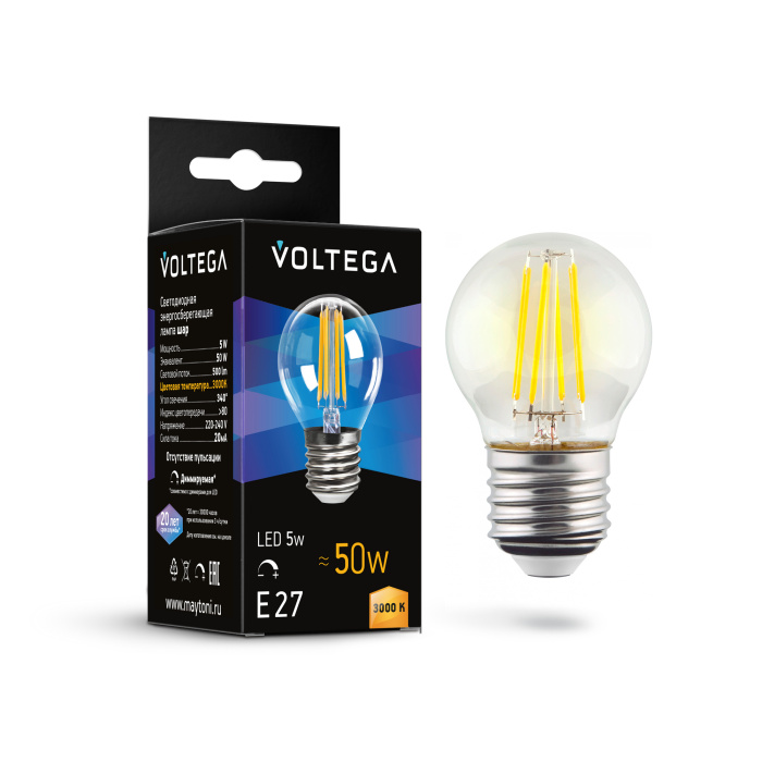 Светодиодная лампа Voltega Globe dim 5W 7202