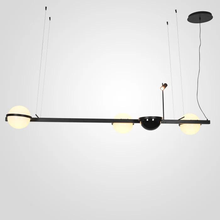 Реечный подвесной светильник PALMA Wall lamp 3 шара + 1 вазон горизонтальная ImperiumLoft