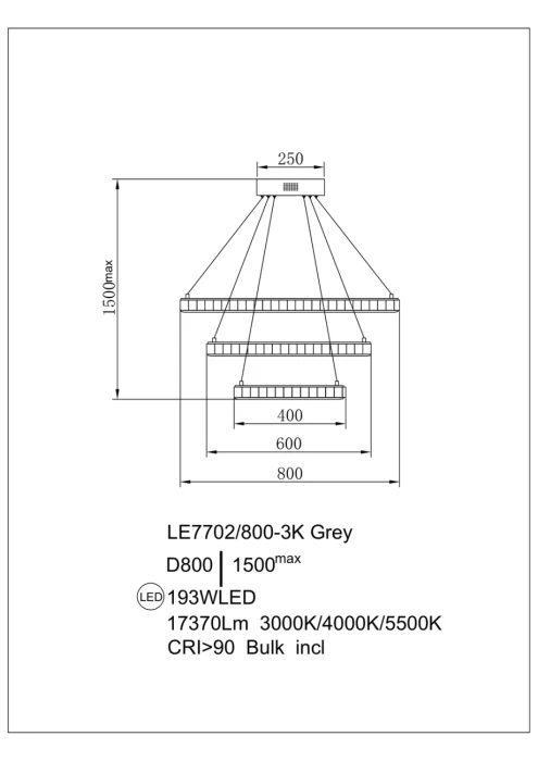 Подвесная люстра Leon Christine LE7702/800-3K Gold