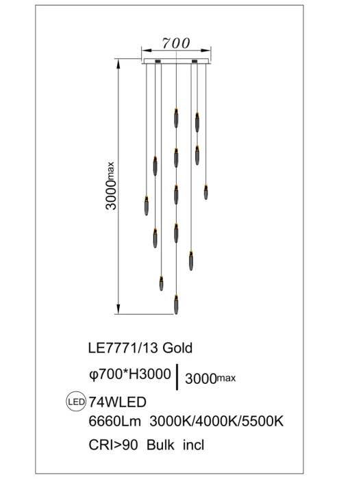Подвесная люстра Leon Natali LE7771/13 Gold