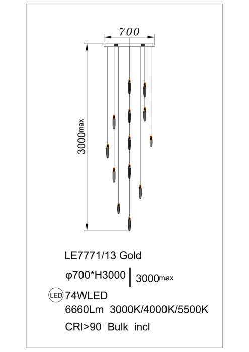 Подвесная люстра Leon Natali LE7771/13 Gold